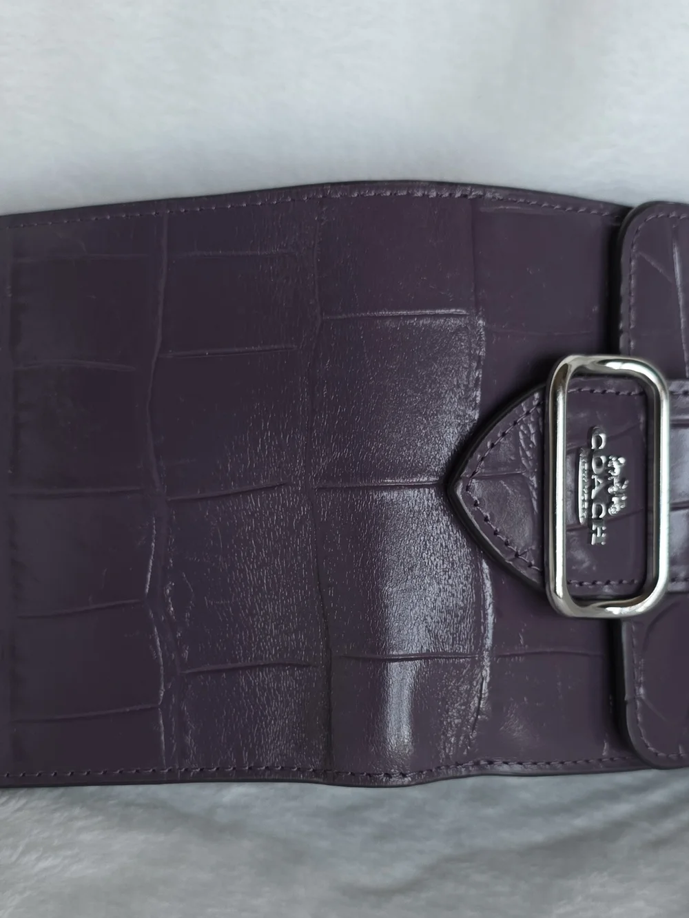 Coach Women’s Purple Croc-Embossed Leather Wallet